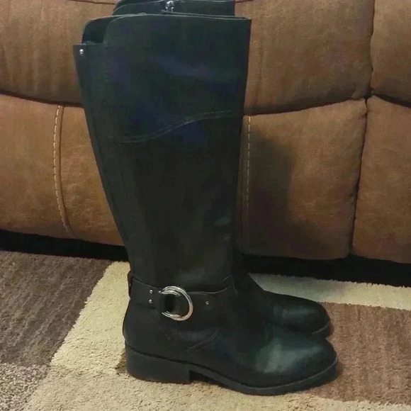 Marc Fisher Medium Calf Leather Riding Boots Gatway Coffee Bean - Picture 4 of 9